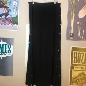 Wide Leg Side Snap Pants